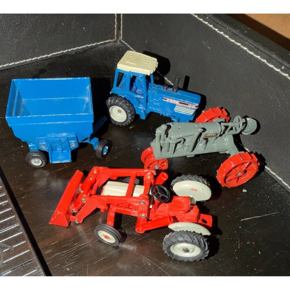 Ertl Farmall & Ford Toy Tractors With Implements. Vintage